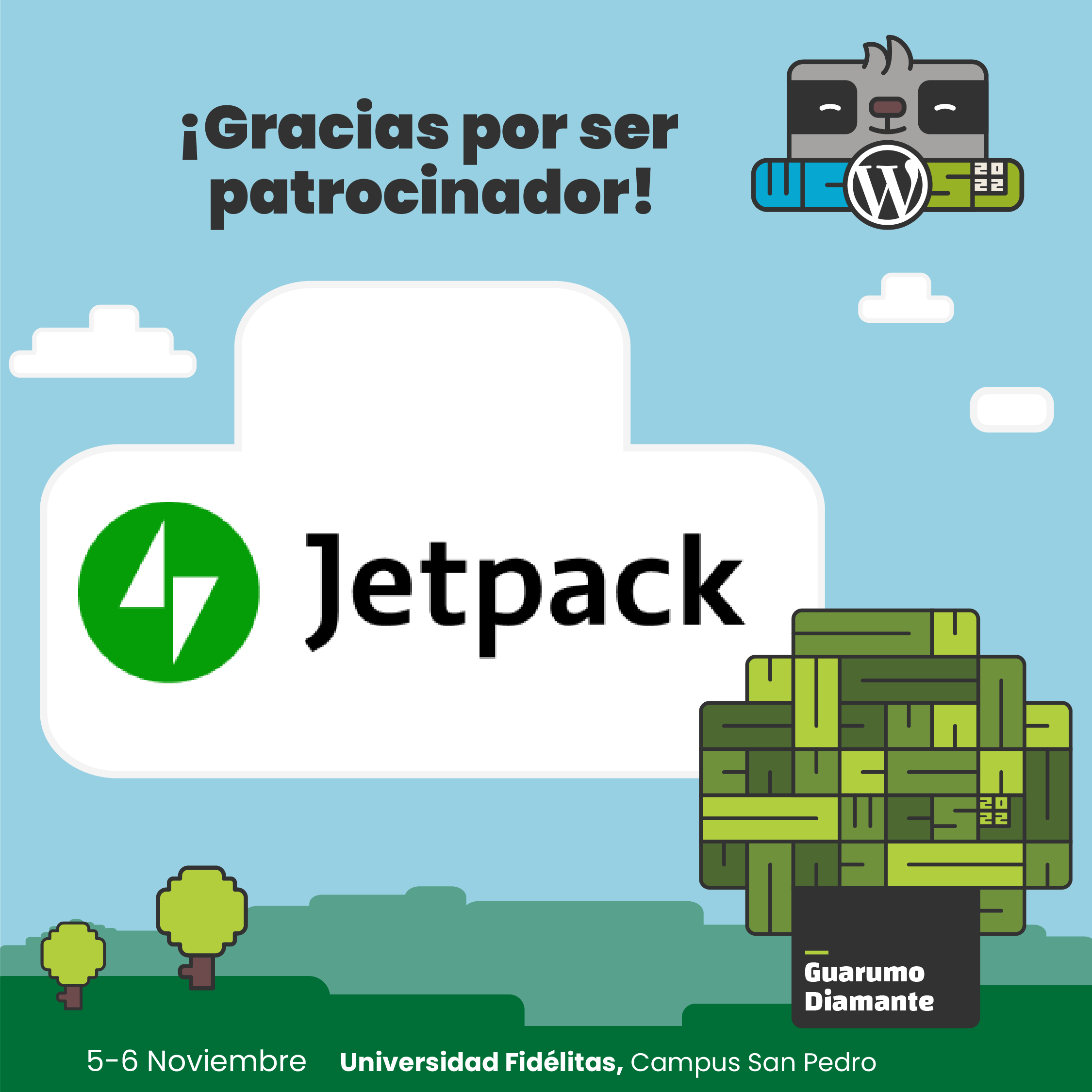 Jetpack patrocinador Guarumo Diamante del WordCamp San José 2022