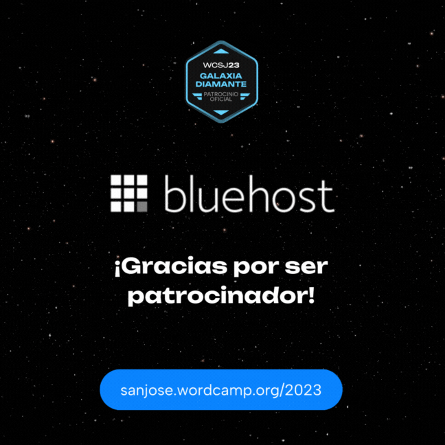 Bluehost patrocinador Galaxia Diamante del WordCamp San José 2023 
