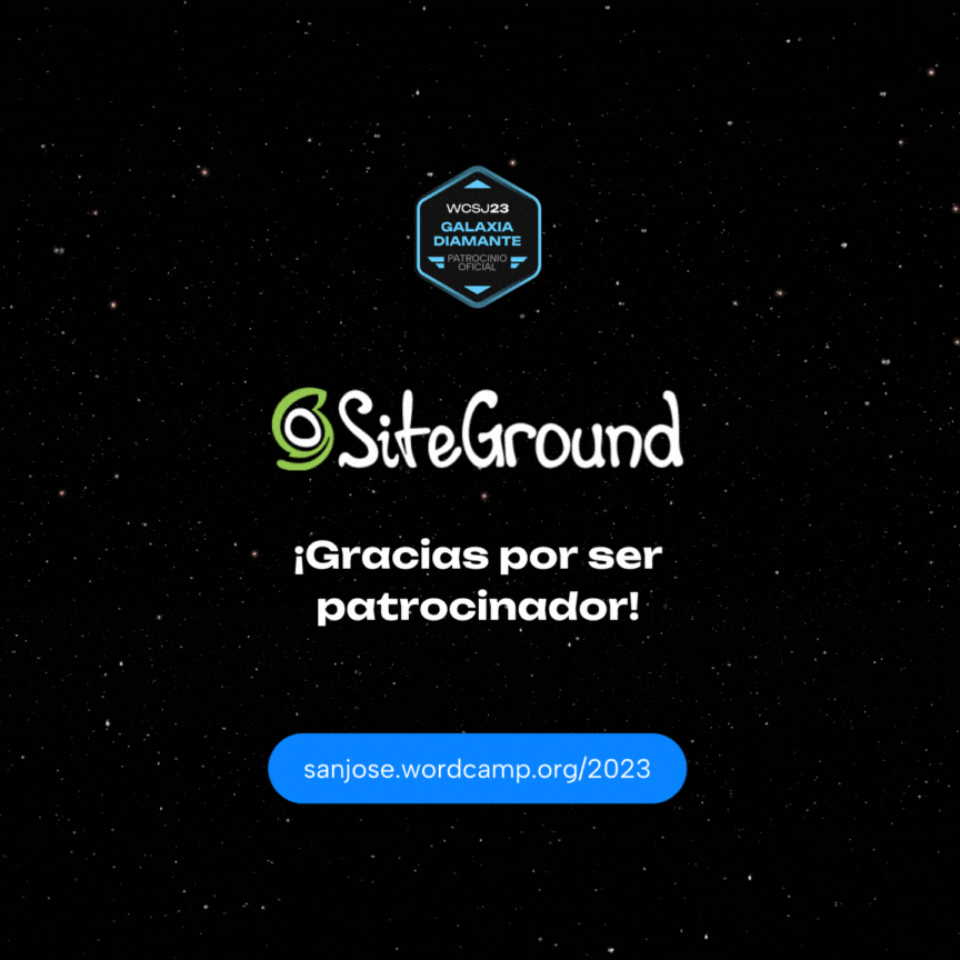 SiteGround patrocinador Galaxia Diamante del WordCamp San José 2023