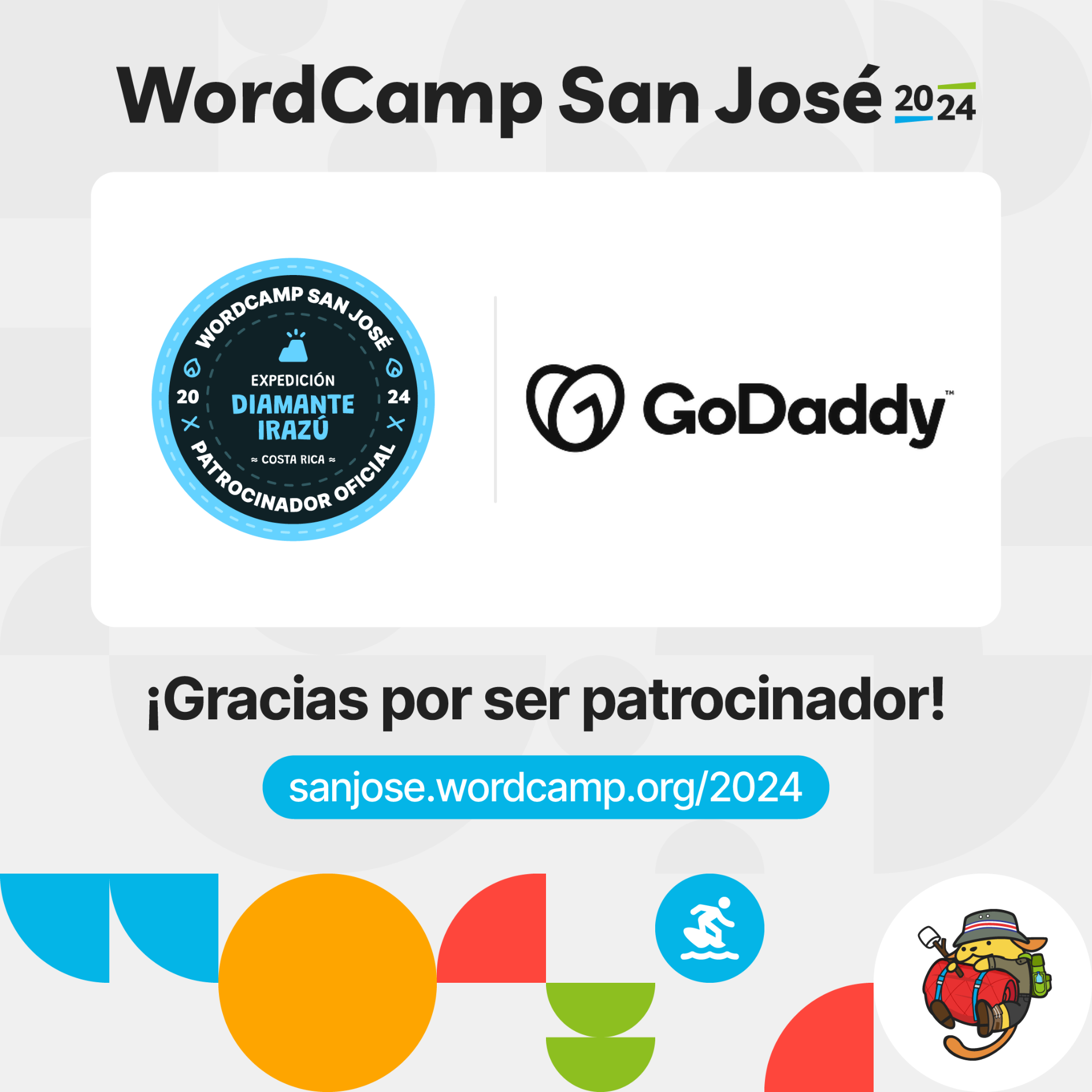 Agradecimiento a GoDaddy. WordCamp San José 2024