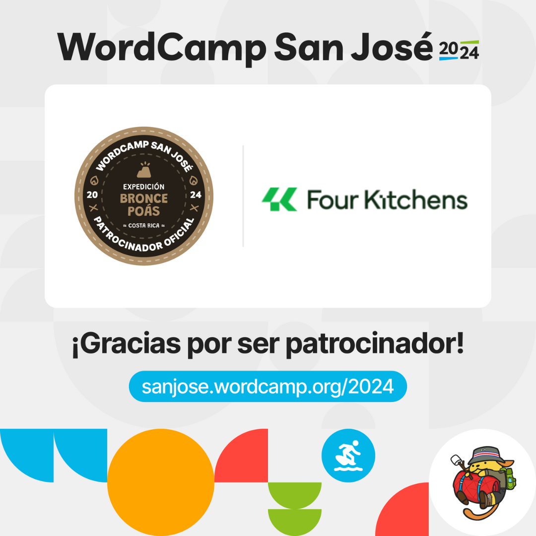Agradecimiento a Four Kitchens por ser patrocinador Bronce.